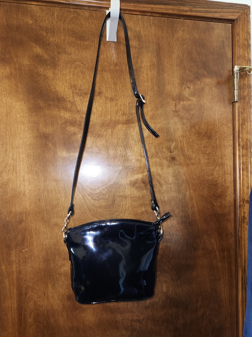Jenifer Moore Black Patent Crossbody Bag